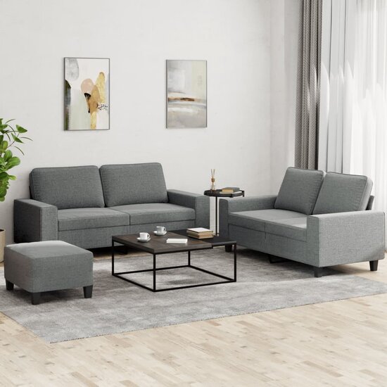 3-Delige Loungeset Stof Donkergrijs