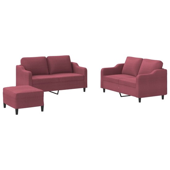 3-Delige Loungeset Met Kussens Stof Wijnrood