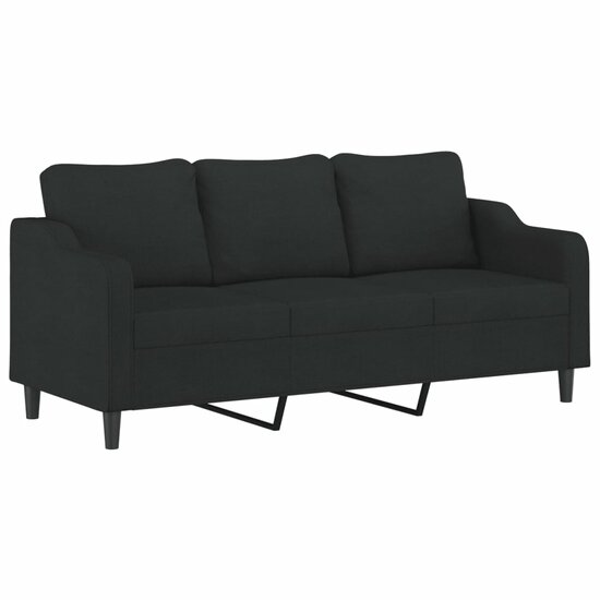 3-delige loungeset met kussens stof zwart