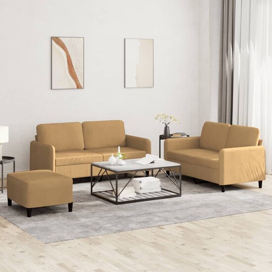 3-Delige Loungeset Fluweel Bruin