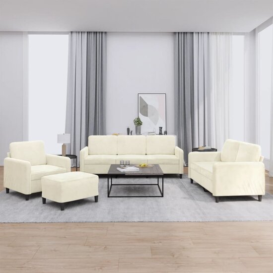 4-Delige Loungeset Fluweel Kleurig Cr&egrave;me