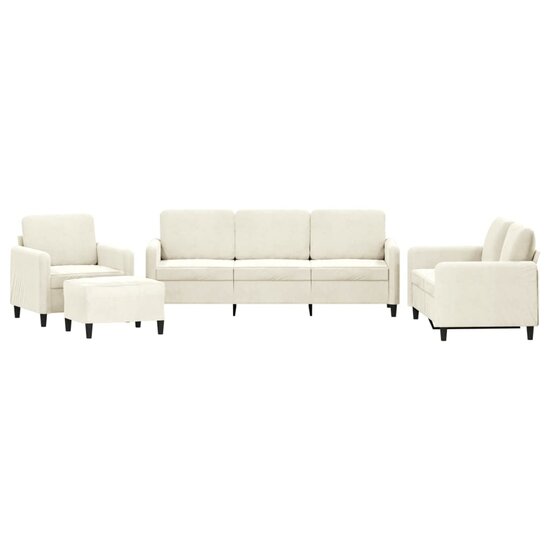 4-Delige Loungeset Fluweel Kleurig Cr&egrave;me