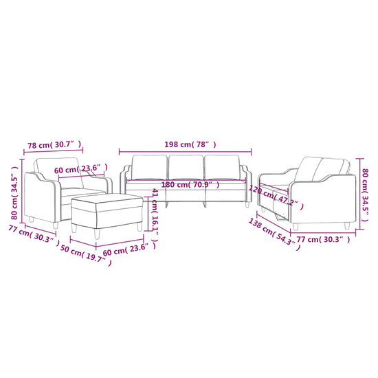 4-Delige Loungeset Met Kussens Stof Donkergrijs