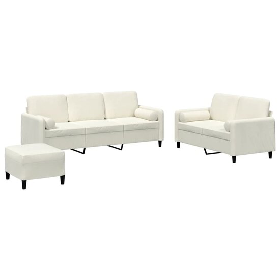 3-Delige Loungeset Met Kussens Fluweel Kleurig Cr&egrave;me
