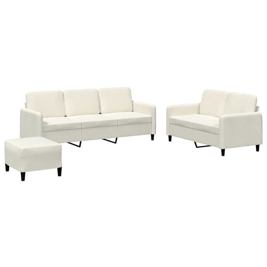3-delige Loungeset fluweel cr&egrave;mekleurig