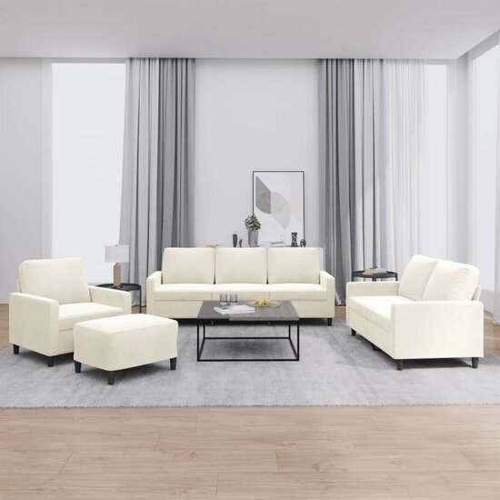 4-Delige Loungeset Met Kussens Fluweel Kleurig Cr&egrave;me