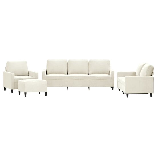 4-Delige Loungeset Met Kussens Fluweel Kleurig Cr&egrave;me