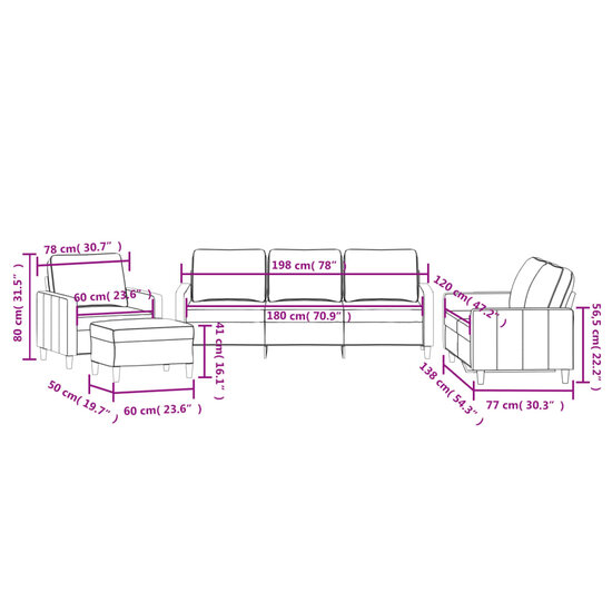 4-Delige Loungeset Met Kussens Fluweel Kleurig Cr&egrave;me