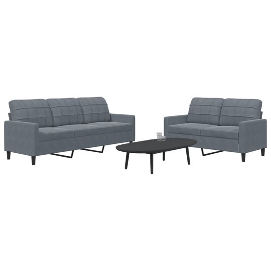 2-Delige Loungeset Met Kussens Fluweel Donkergrijs
