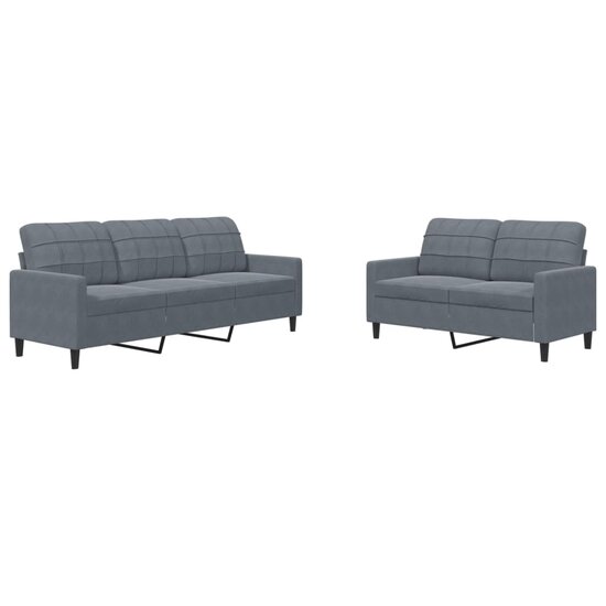 2-Delige Loungeset Met Kussens Fluweel Donkergrijs
