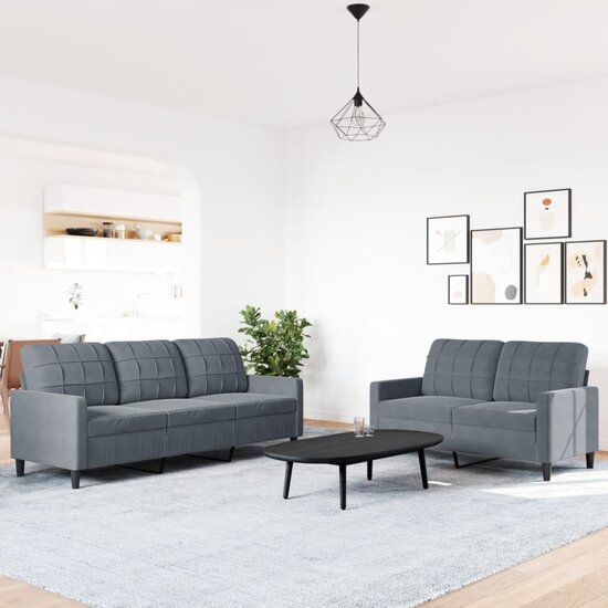 2-Delige Loungeset Met Kussens Fluweel Donkergrijs