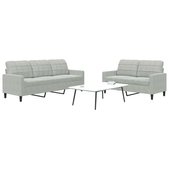 2-Delige Loungeset Met Kussens Fluweel Lichtgrijs