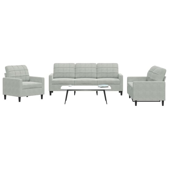 3-Delige Loungeset Met Kussens Fluweel Lichtgrijs