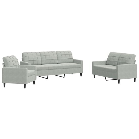 3-Delige Loungeset Met Kussens Fluweel Lichtgrijs
