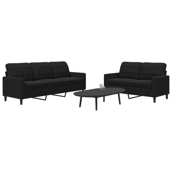 2-Delige Loungeset Met Kussens Fluweel Zwart