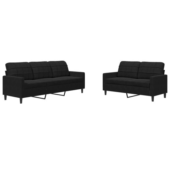 2-Delige Loungeset Met Kussens Fluweel Zwart