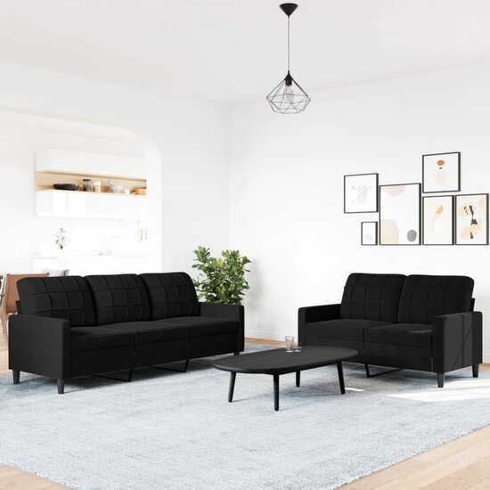2-Delige Loungeset Met Kussens Fluweel Zwart