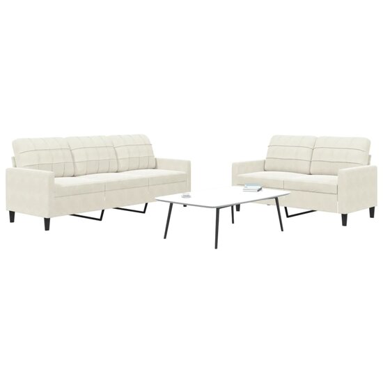 2-Delige Loungeset Met Kussens Fluweel Kleurig Cr&egrave;me