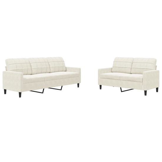 2-Delige Loungeset Met Kussens Fluweel Kleurig Cr&egrave;me