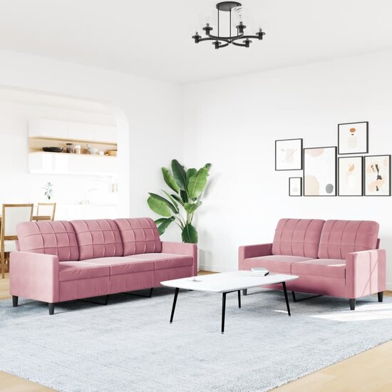 2-Delige Loungeset Met Kussens Fluweel Roze