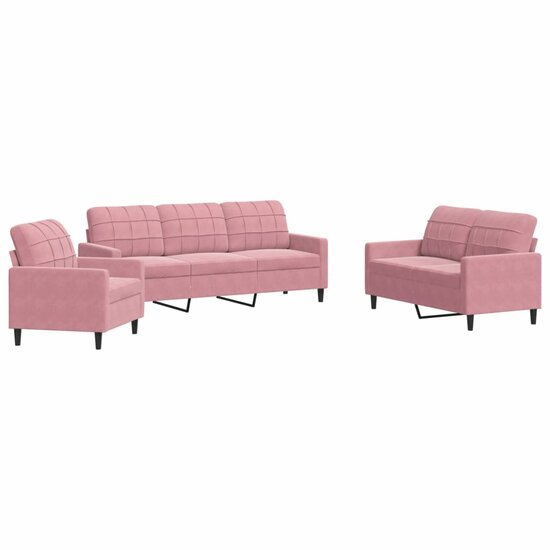 3-Delige Loungeset Met Kussens Fluweel Roze