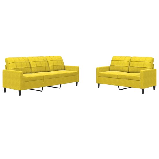 2-delige Loungeset met kussens fluweel geel