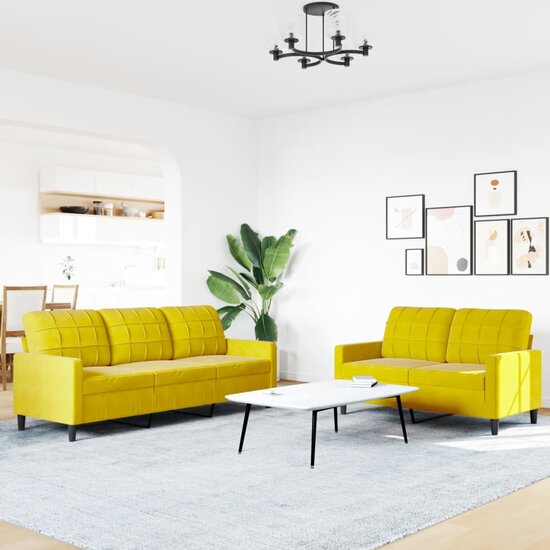 2-delige Loungeset met kussens fluweel geel