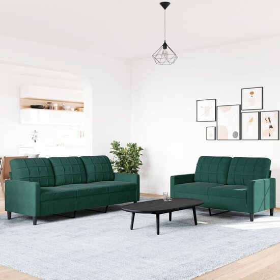 2-Delige Loungeset Met Kussens Fluweel Donkergroen