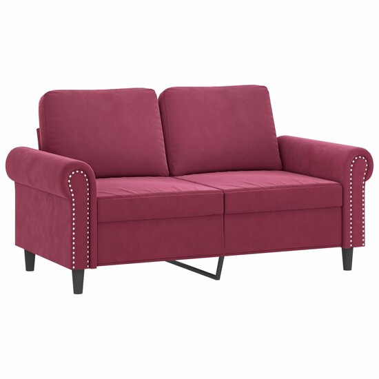 4-delige Loungeset met kussens fluweel wijnrood