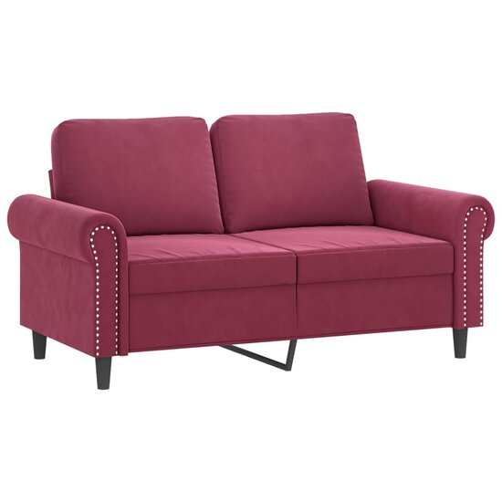 3-delige Loungeset met kussens fluweel wijnrood
