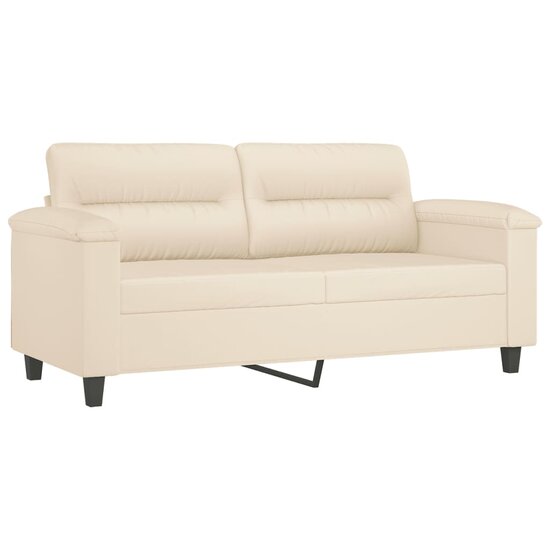 3-Delige Loungeset Met Kussens Microvezelstof Beige