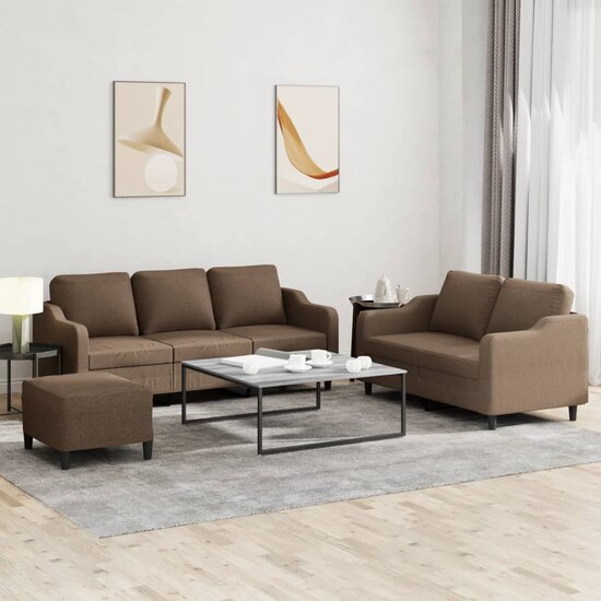 4-Delige Loungeset Met Kussens Stof Bruin