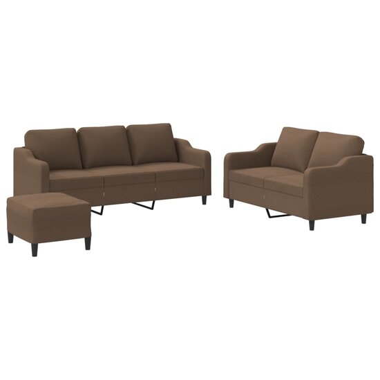 4-Delige Loungeset Met Kussens Stof Bruin