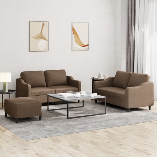 4-Delige Loungeset Met Kussens Stof Bruin