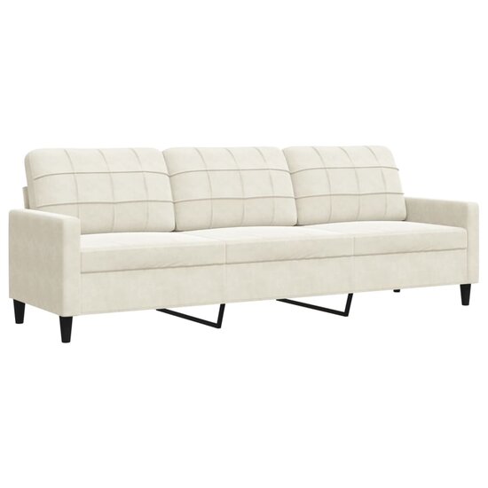 3-delige Loungeset met kussens fluweel cr&egrave;mekleurig
