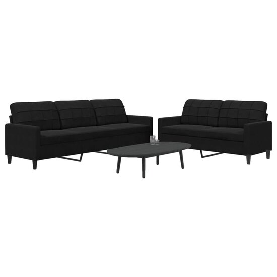 2-Delige Loungeset Met Kussens Fluweel Zwart