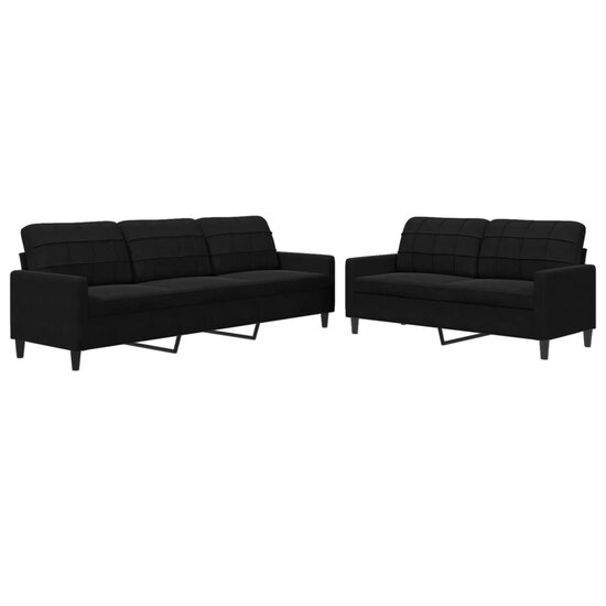 2-Delige Loungeset Met Kussens Fluweel Zwart