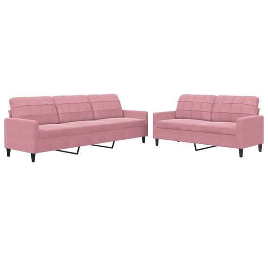 2-Delige Loungeset Met Kussens Fluweel Roze
