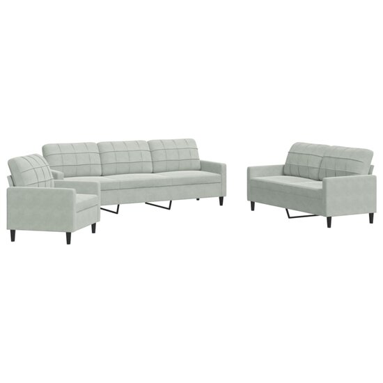 3-Delige Loungeset Met Kussens Fluweel Lichtgrijs