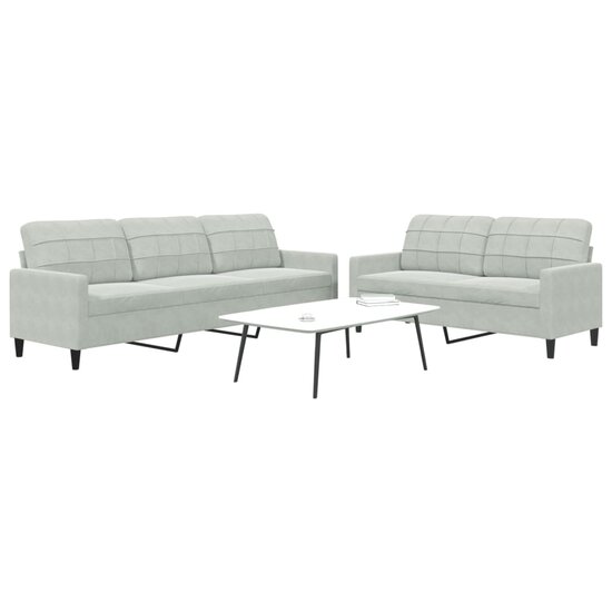 2-Delige Loungeset Met Kussens Fluweel Lichtgrijs