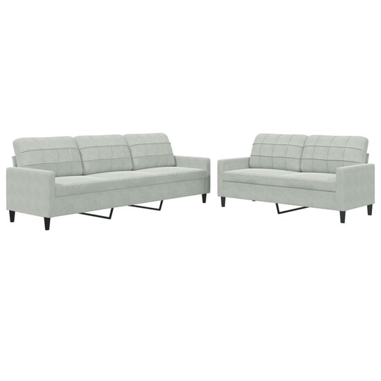 2-Delige Loungeset Met Kussens Fluweel Lichtgrijs