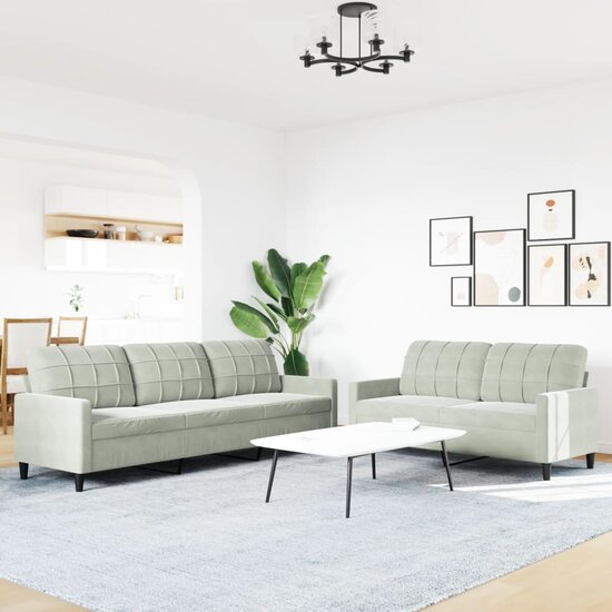 2-Delige Loungeset Met Kussens Fluweel Lichtgrijs