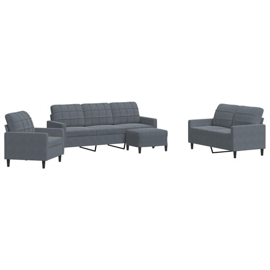 4-delige Loungeset met kussens fluweel donkergrijs
