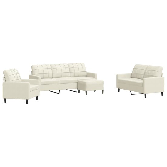 4-delige Loungeset met kussens fluweel cr&egrave;mekleurig