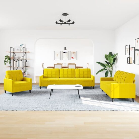 4-delige Loungeset met kussens fluweel geel