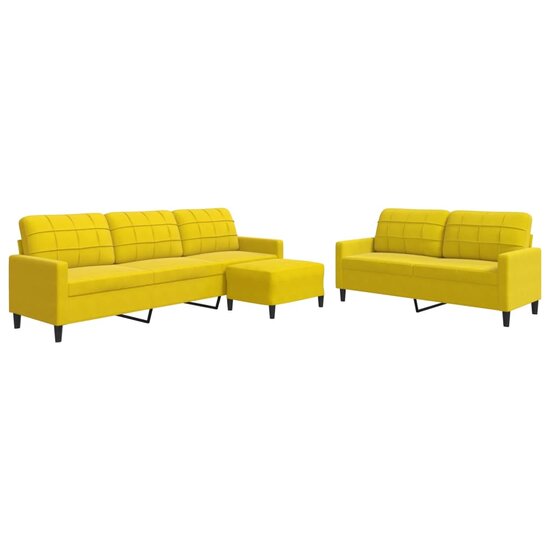 3-delige Loungeset met kussens fluweel geel