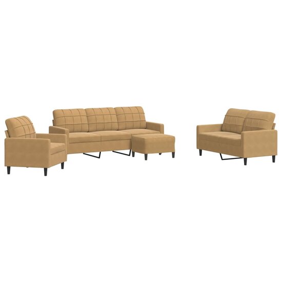 4-Delige Loungeset Met Kussens Fluweel Bruin