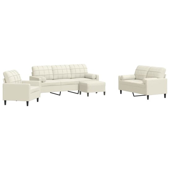 4-Delige Loungeset Met Kussens En Bolsters Fluweel Kleurig Cr&egrave;me