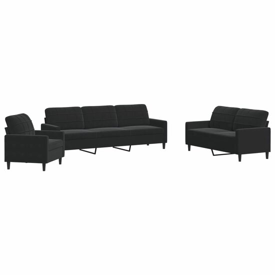 4-Delige Loungeset Met Kussens Fluweel Zwart
