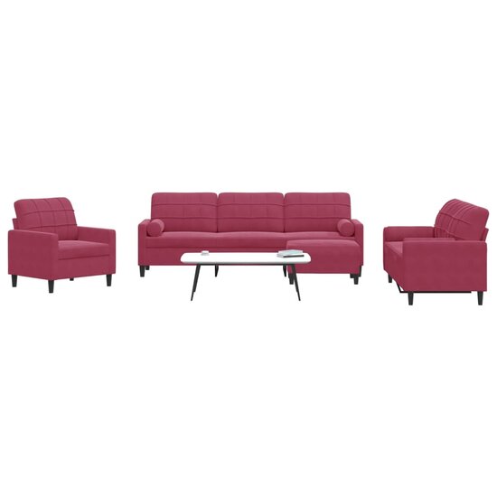 4-Delige Loungeset Met Kussens En Bolsters Fluweel Wijnrood